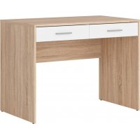 Nepo Plus skrivebord med 2 skuffer 100 x 59 cm - Lys eik/hvit