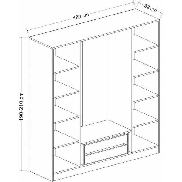 Larett garderobeskap 180 cm - Hvit