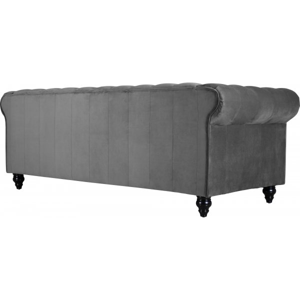 Chesterfield Royal 3-seters sofa - Grå fløyel Chesterfield Royal 3-seters sofa - Grå fløyel