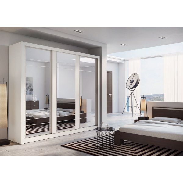 Mervyn garderobe med speil - Hvit Mervyn garderobe med speil - Hvit