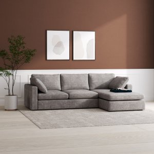 Moby grå divansofa 296 cm - Sofa med vendbar divan + Møbelføtter Moby grå divansofa 296 cm - Sofa med vendbar divan + Møbelføtter