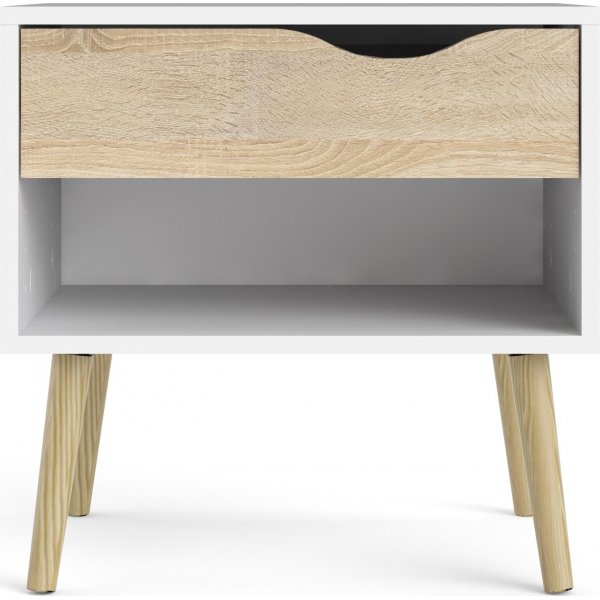 Oslo nattbord - Hvit/eik