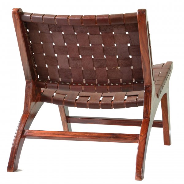 Lenestol Porto i teak - Konjakk lr + Flekkfjerner for mbler