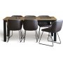 Granitt spisegruppe; Bord 180x90 cm Eik/Sort med 6 Texas spisestoler brun PU