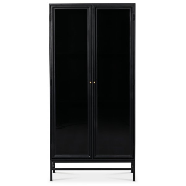 Revel vitrine skap H170 cm - Svart / Mrktonet glass
