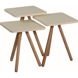 Trippelsett bord 34 x 34 cm - Krem