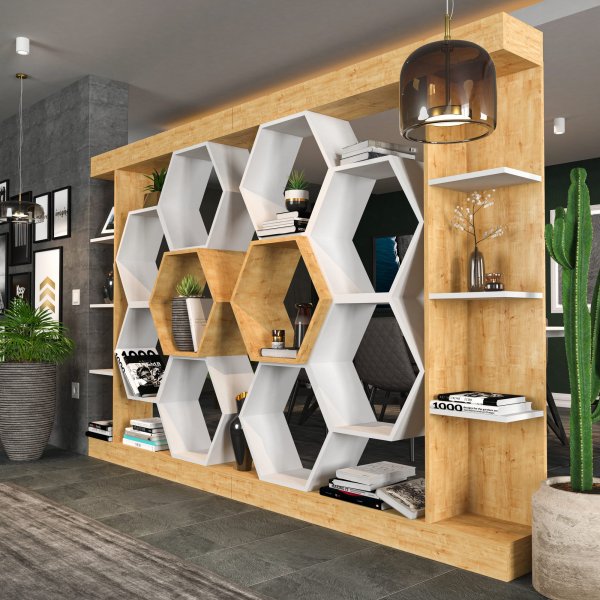 Sueno bokhylle - Hvit/eik Sueno bokhylle - Hvit/eik