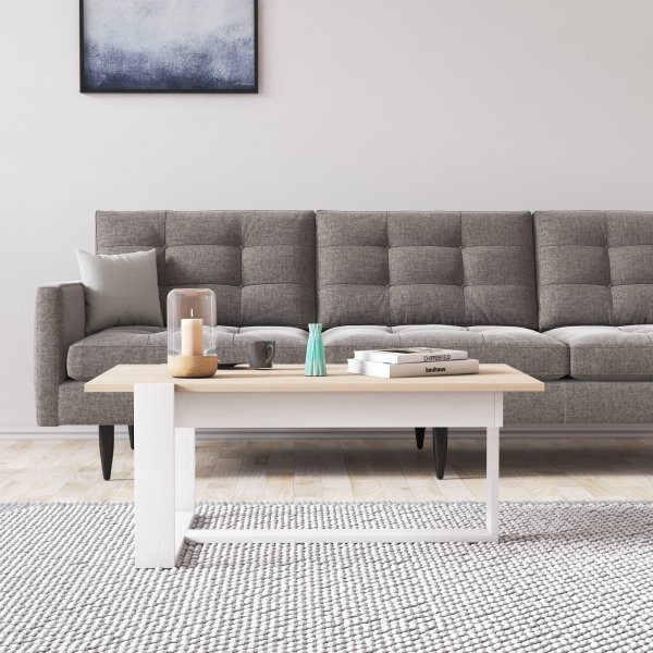 Bari salongbord 100 x 40 cm - Hvit/sonoma eik Bari salongbord 100 x 40 cm - Hvit/sonoma eik