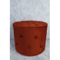 Sittepuff med knapper - Rustrød (fløyel) Sittepuff med knapper - Rustrød (fløyel)