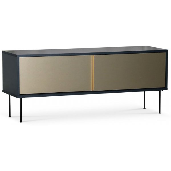 Volum mediebenk 132 cm - Gråblå/messing Volum mediebenk 132 cm - Gråblå/messing