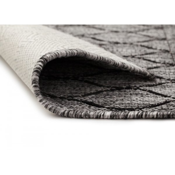 Flatvevd teppe Casey - Grå/svart Flatvevd teppe Casey - Grå/svart