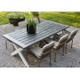 Oxford utendrs spisegruppe: grtt/hvitt bord 220 cm, inkludert 6 stk. Lincoln stablebare karmstoler gr/beige