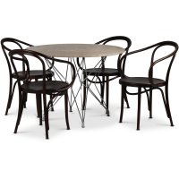 Zoo spisegruppe Ø105 cm inkl. 4 stk. karmstol No. 30 i bøyd tre Klassiker - Krom / Beige Empradore Zoo spisegruppe Ø105 cm inkl. 4 stk. karmstol No. 30 i bøyd tre Klassiker - Krom / Beige Empradore