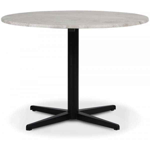 SOHO spisebord 105 cm - Matt svart kryssfot / Slvmarmor