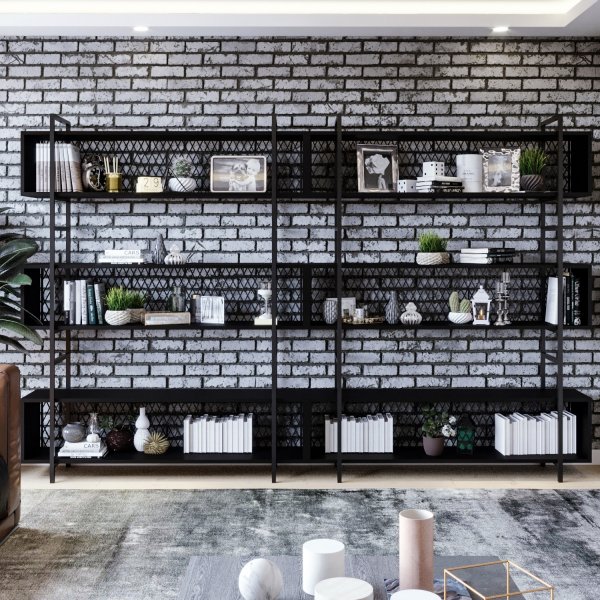 Araf bokhylle 280 cm - Sort