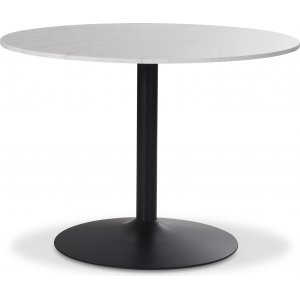 Plaza rundt spisebord - Hvit marmor/svart fot