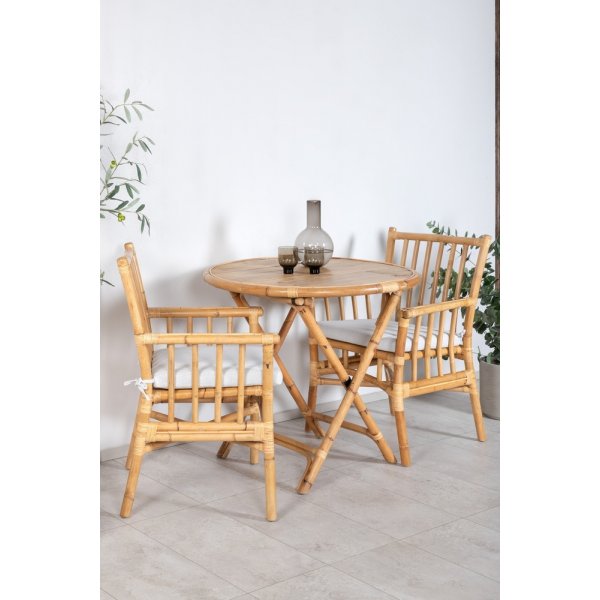 Cane uteservering gruppe med 2 Cane stoler - Natur/Sandbeige Cane uteservering gruppe med 2 Cane stoler - Natur/Sandbeige