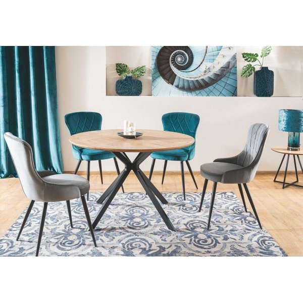 Aster spisebord 120 cm - Eik/sort