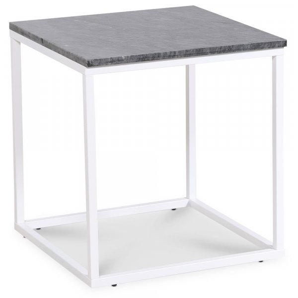 Accent lampebord 50x50 cm - Gr marmor / Hvit