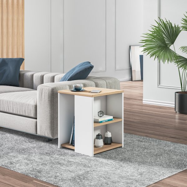 Roma sidebord 40 x 40 cm - Eik/hvit Roma sidebord 40 x 40 cm - Eik/hvit