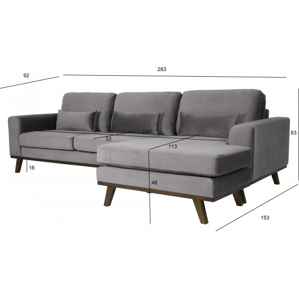 Ranger divansofa høyre - Muldvarpfarget fløyel + Flekkfjerner for møbler Ranger divansofa høyre - Muldvarpfarget fløyel + Flekkfjerner for møbler