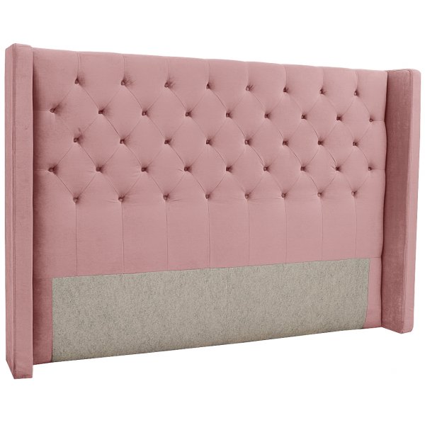 Almedal Sengegavl med knappar (rosa sammet) - Valgfri Bredde Almedal Sengegavl med knappar (rosa sammet) - Valgfri Bredde