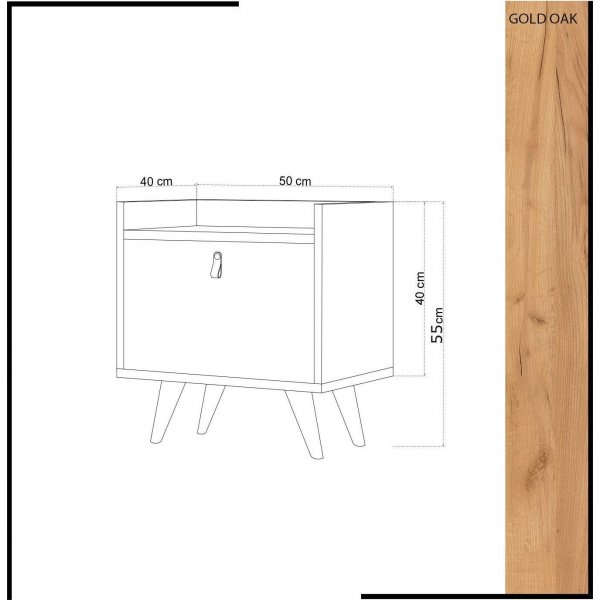 Doro nattbord - Eik/hvit Doro nattbord - Eik/hvit