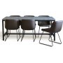 Texas spisegruppe med 6 Texas spisestoler Brun PU + Texas spisebord i betong 180x90 cm