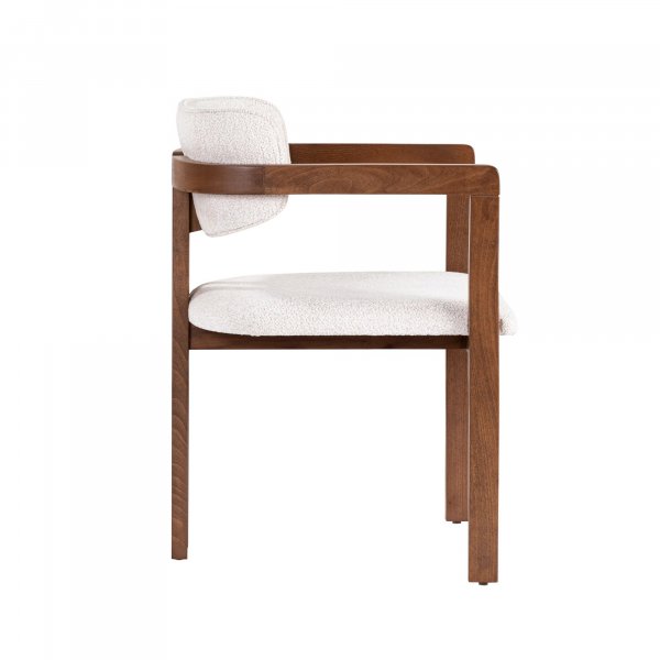 Lenestol Torpin i hvit chenille og valnøtt Lenestol Torpin i hvit chenille og valnøtt