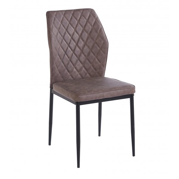 Inez spisestol i brunt vintage kunstskinn med svarte ben