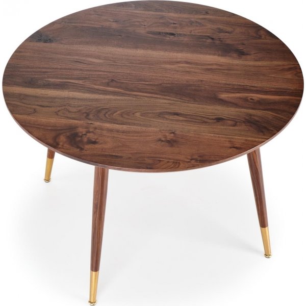 Spisebord i valnøtt 110 cm diameter med gulldetaljer Spisebord i valnøtt 110 cm diameter med gulldetaljer
