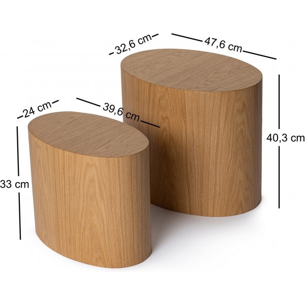 Elipse sidebordsett - Eik Elipse sidebordsett - Eik