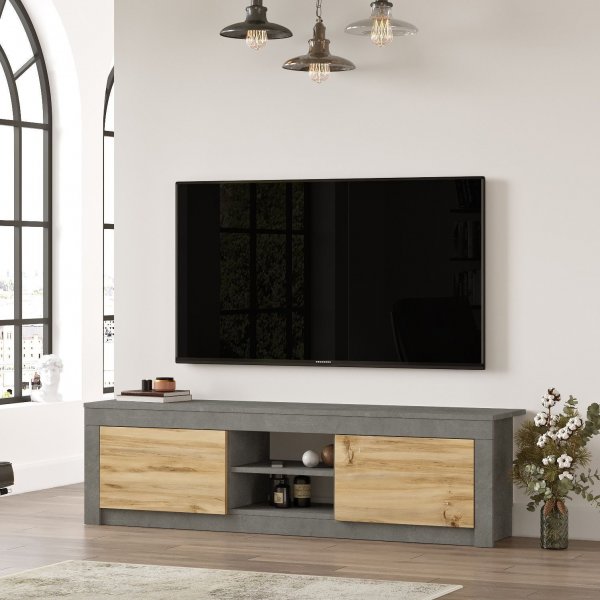 Luvio mediebenk 12 - Eik/sølv Luvio mediebenk 12 - Eik/sølv