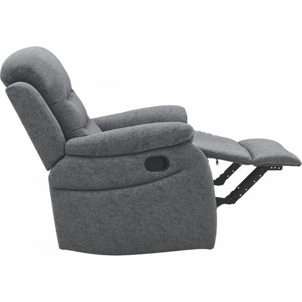 Lenestol med hvilestol i grtt stoff