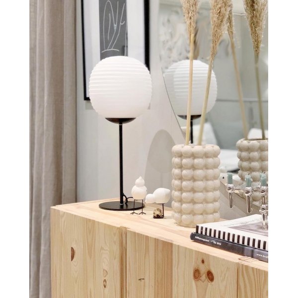 Bordlampe Rille - Svart/opalhvit