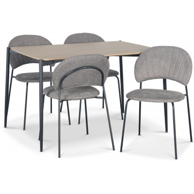 Lokrume spisegruppe 120 cm bord i lyst tre + 4 Hogrn gr stoler