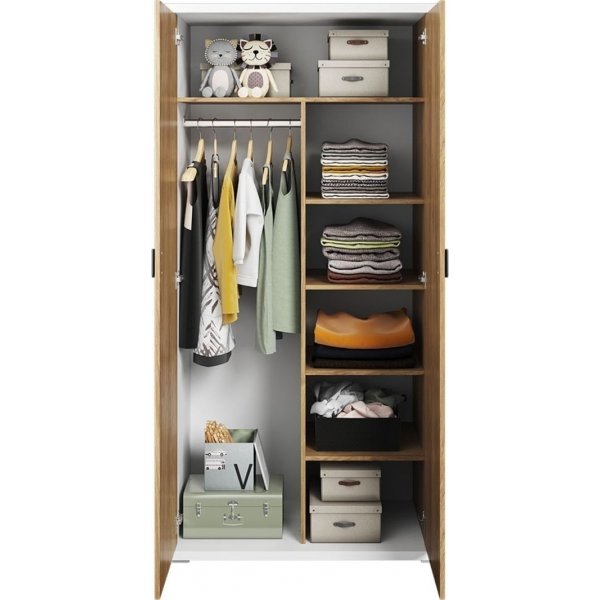 Simi garderobe 100 cm - Hickory/hvit Simi garderobe 100 cm - Hickory/hvit