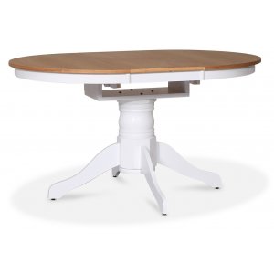 Fitchburg spisebord 106-141 cm - Hvit / Oljet Eik + Mbelpleiesett for tekstiler