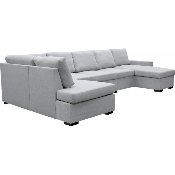 U-formet sofa med oppbevaring 367 cm gr + Tekstilrens for mbler