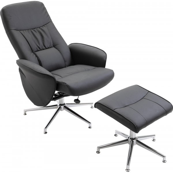 Julius recliner lenestol med fotskammel - Svart PU Julius recliner lenestol med fotskammel - Svart PU