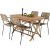 Kenya uteservering sett med 4 Lindos stoler - Beige/Sort/Teak