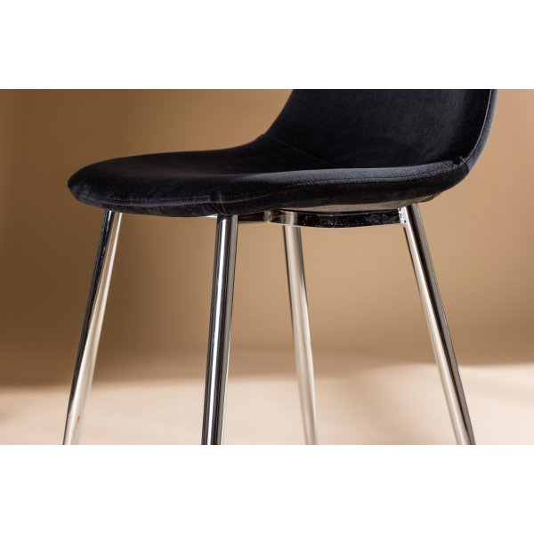 Bridge spisestuestol - Sort fløyel/krom Bridge spisestuestol - Sort fløyel/krom