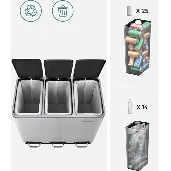 Daloa avfallsbeholder 54 l - Slv/sort