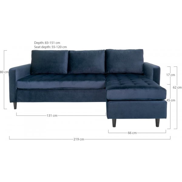 Firenze divansofa - Mørk Blå/Svart Firenze divansofa - Mørk Blå/Svart