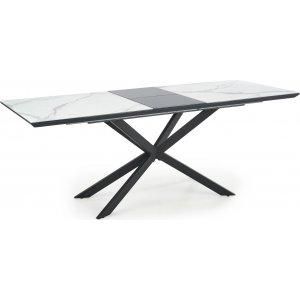 Emilie spisebord 160-200 cm - Hvit marmor/svart