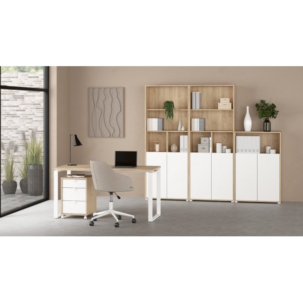 Skilt skrivebord 150 cm - Hvit/hickory Skilt skrivebord 150 cm - Hvit/hickory