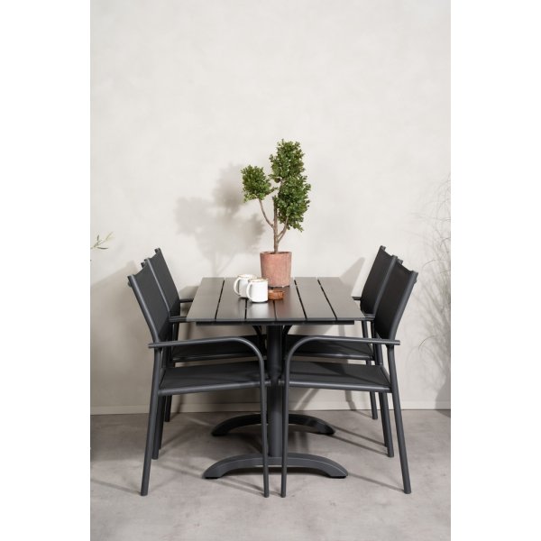 Denver uteservering sett med 4 Santorini stoler - Svart Denver uteservering sett med 4 Santorini stoler - Svart