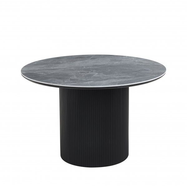 Spisegruppe Salvador spisebord Ø120cm i grå stein med 4 Callum spisestoler i beige stoff Spisegruppe Salvador spisebord Ø120cm i grå stein med 4 Callum spisestoler i beige stoff