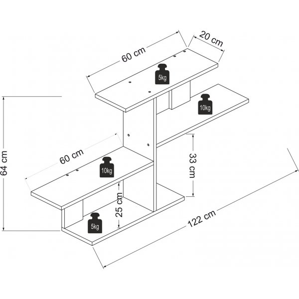 Sitil vegghylle - Antrasitt/valntt