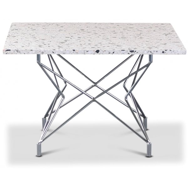 Terrazzo sofabord 75 x 75 cm - Cosmos Terrazzo & understell Star krom